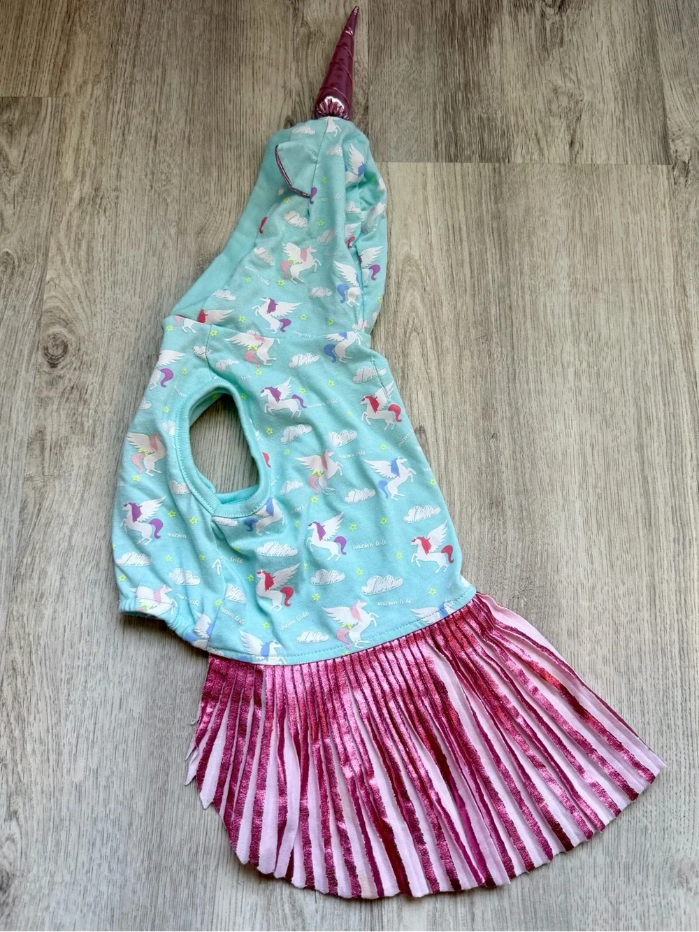 Unicorn Hooded Costume / Dress with Pink Skirt for Pets/Small Dogs - size Small